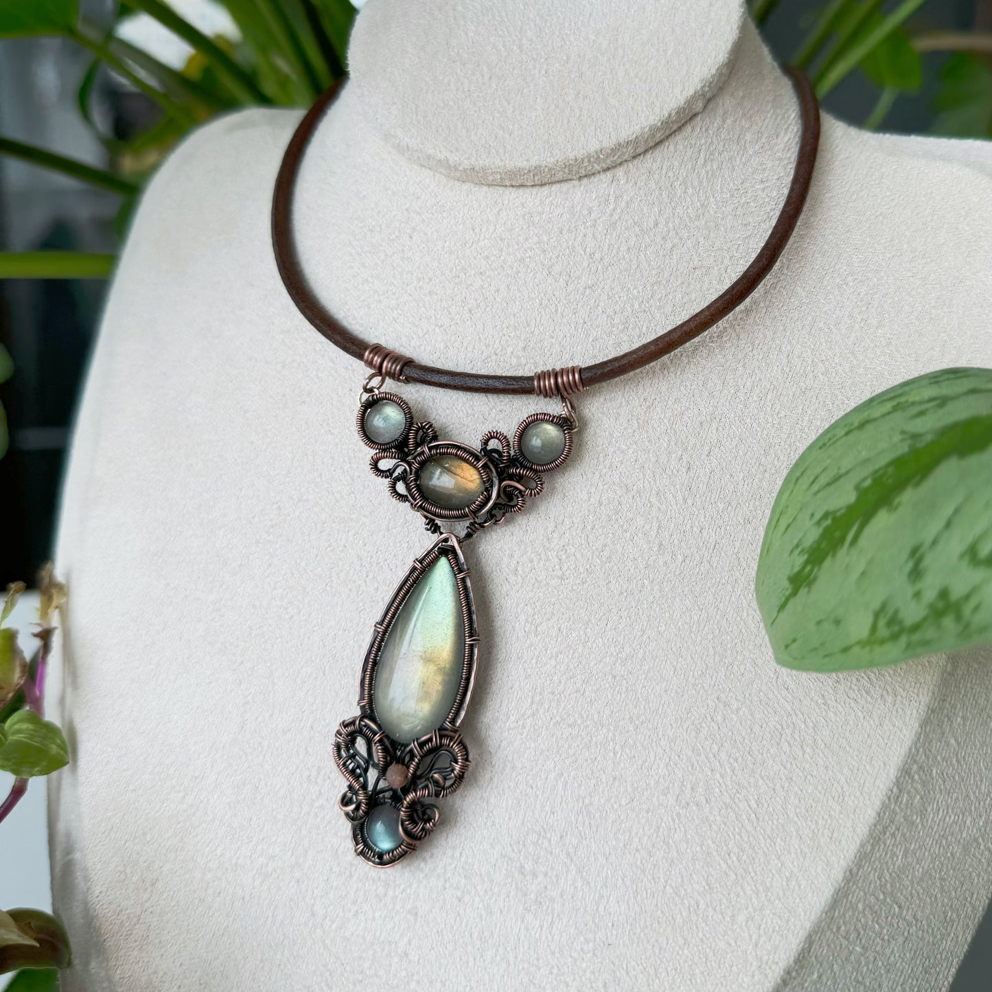 Handmade Labradorite Necklace - Wire Wrapped Jewelry