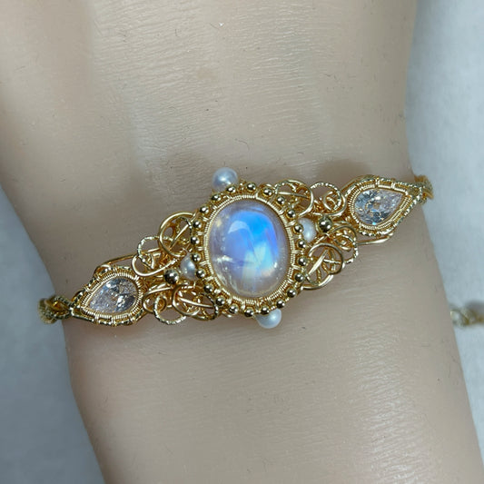 Handmade Moonstone Bracelet - Wire Wrapped Jewelry