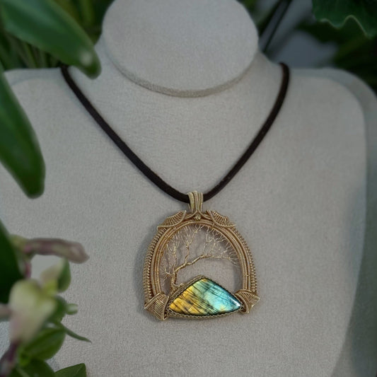 [A Life Tree On The Mountain] Handmade Labradorite Necklace - Wire Wrapped Jewelry