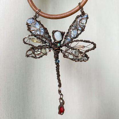 Handmade Dragonfly Necklace - Wire Wrapped Jewelry