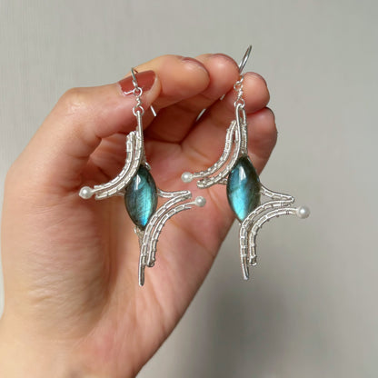 「Star」Handmade Blue Labradorite Earrings - Wire Wrapped Jewelry