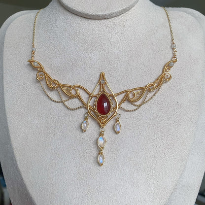 Handmade Garnet Necklace - Wire Wrapped Jewelry