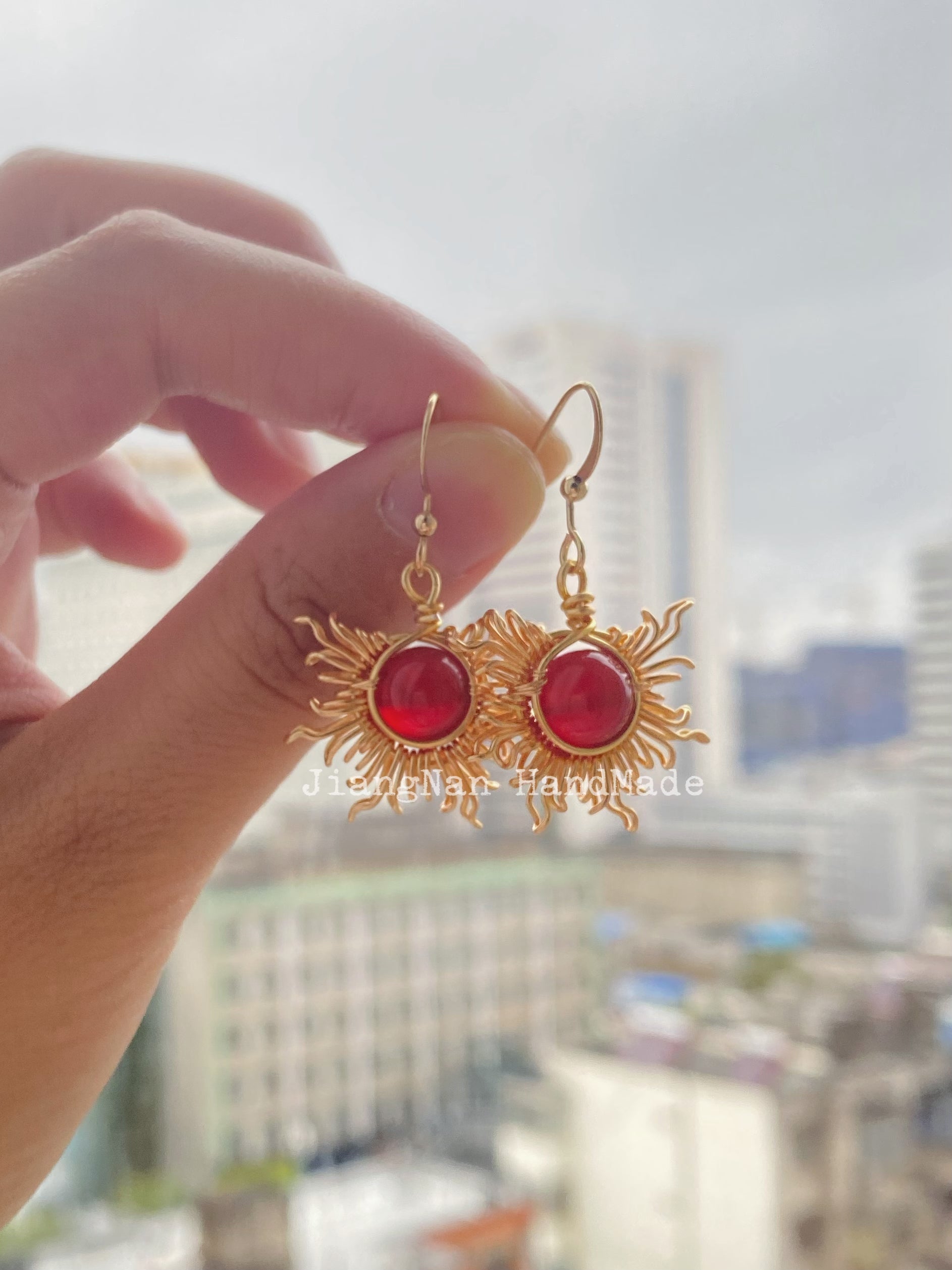 Handmade Sun And Moon Earrings - Wire Wrapped Jewelry