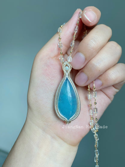 Handmade Aquamarine Necklace - Wire Wrapped Jewelry