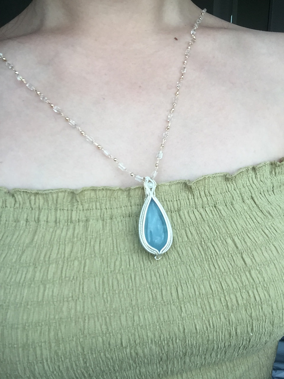 Handmade Aquamarine Necklace - Wire Wrapped Jewelry