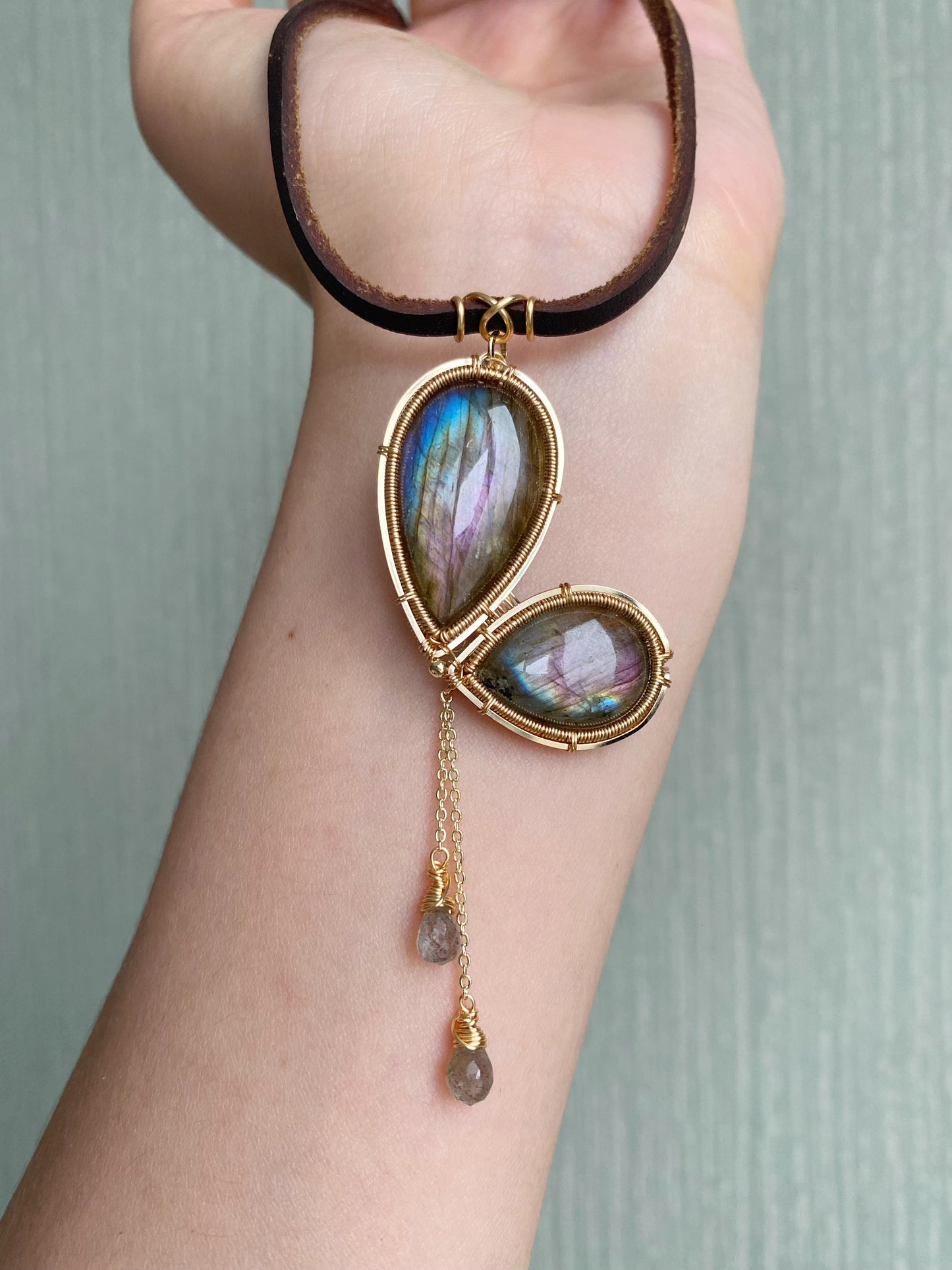 Handmade Butterfly Purple Labradorite Choker - Wire Wrapped Jewelry