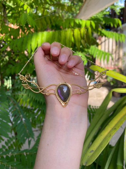 Handmade Purple Labradorite Headpiece And Necklace - Wire Wrapped Jewelry