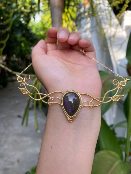 Handmade Purple Labradorite Headpiece And Necklace - Wire Wrapped Jewelry