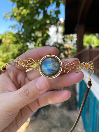 Handmade Blue Labradorite Choker - Wire Wrapped Jewelry