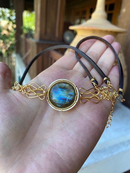 Handmade Blue Labradorite Choker - Wire Wrapped Jewelry