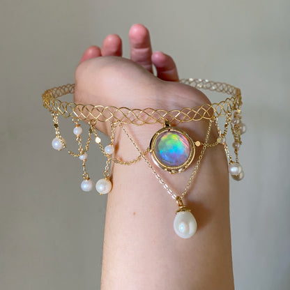 Handmade Aurora Opal Choker - Wire Wrapped Jewelry