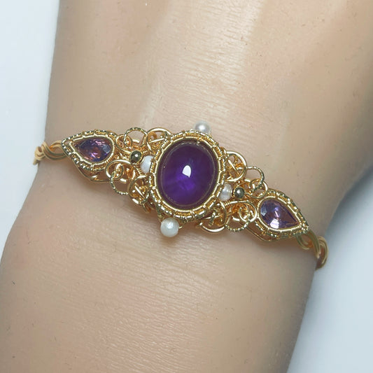 Handmade Amethyst Bracelet - Wire Wrapped Jewelry