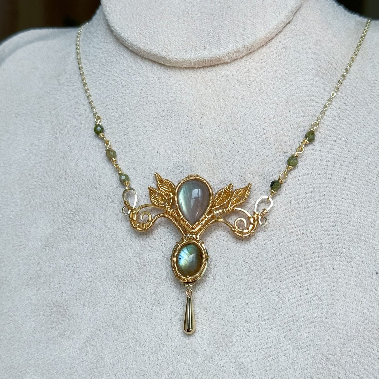 Handmade Labradorite Necklace - Wire Wrapped Jewelry