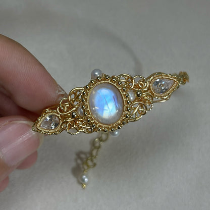 Handmade Moonstone Bracelet - Wire Wrapped Jewelry