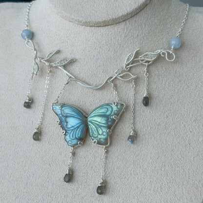 Handmade Butterfly Labradorite Necklace - Wire Wrapped Jewelry