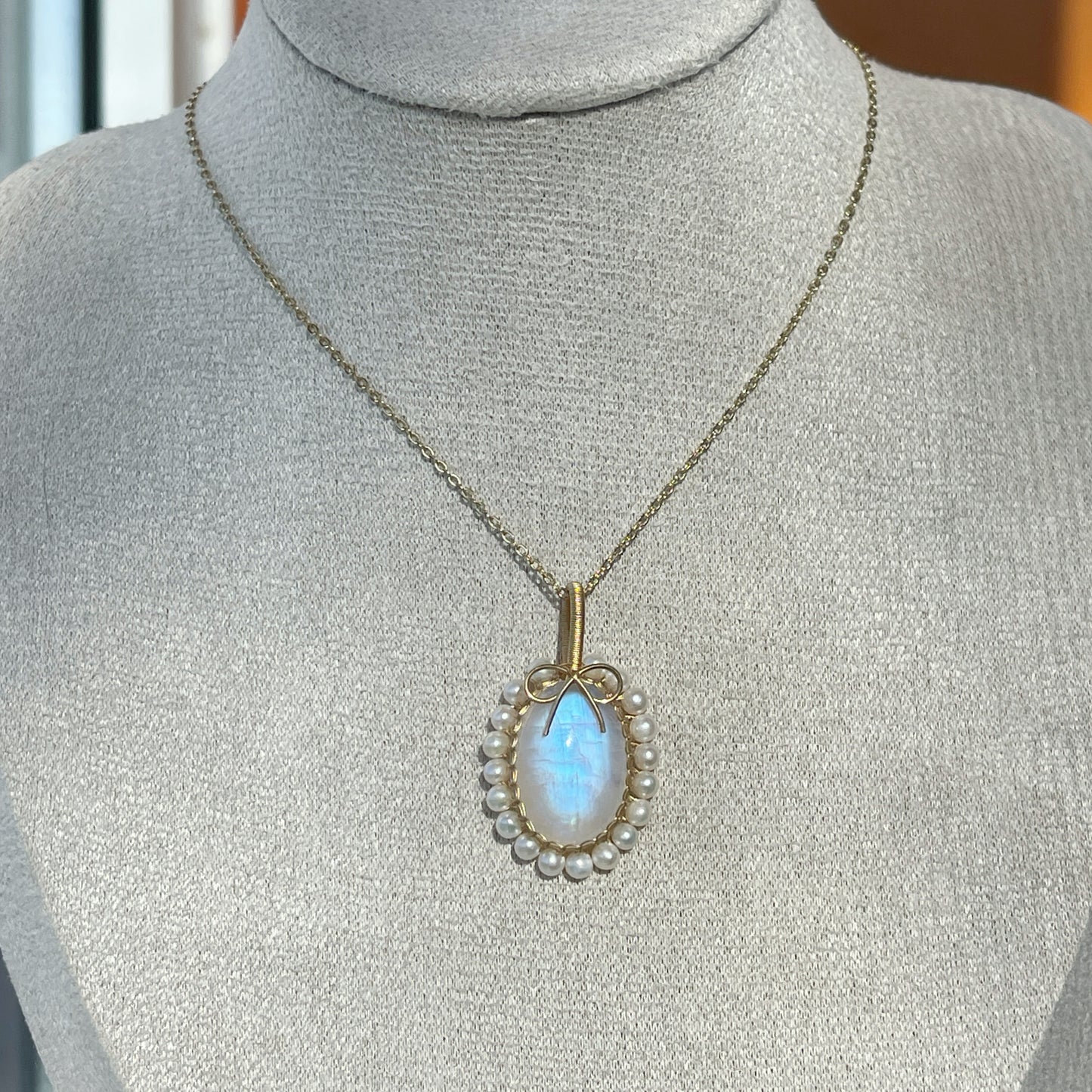 Handmade Moonstone Necklace - Wire Wrapped Jewelry