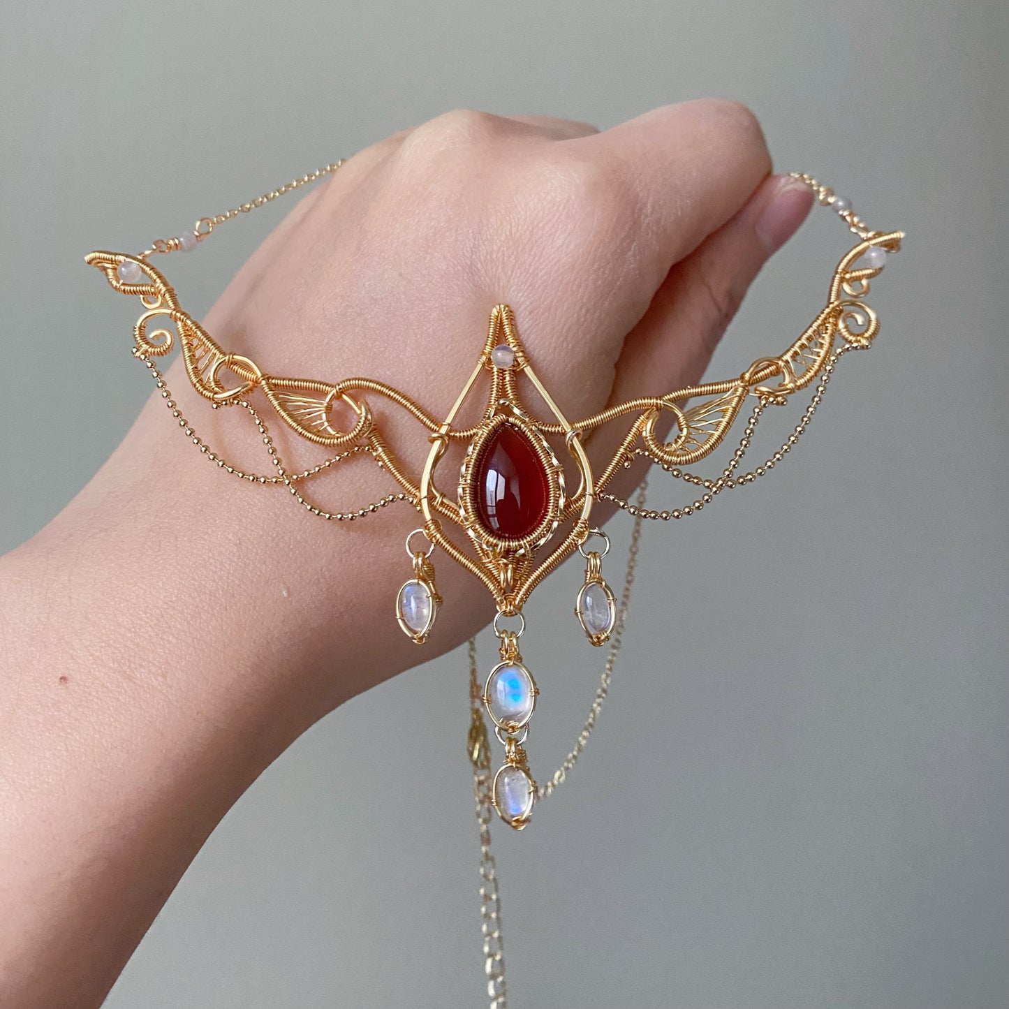Handmade Garnet Necklace - Wire Wrapped Jewelry