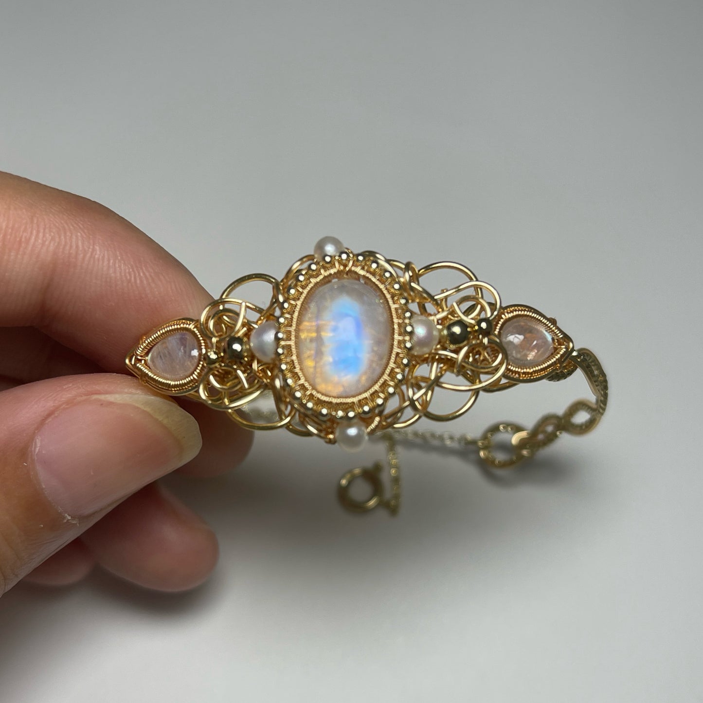 Handmade Moonstone Bracelet - Wire Wrapped Jewelry