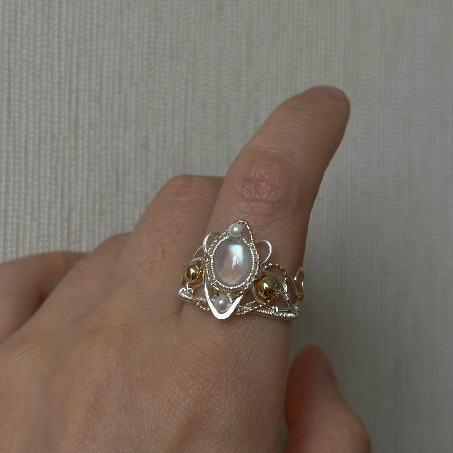 [Crown] Handmade Moonstone Ring - Wire Wrapped Jewelry