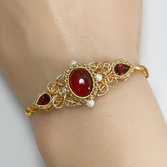 Handmade Garnet Bracelet - Wire Wrapped Jewelry