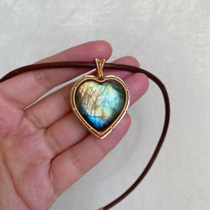 Handmade Heart Labradorite Necklace - Wire Wrapped Jewery