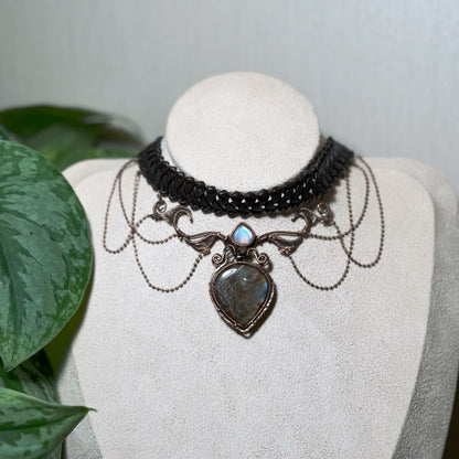Handmade Antiqued Labradorite Choker - Wire Wrapped Jewelry