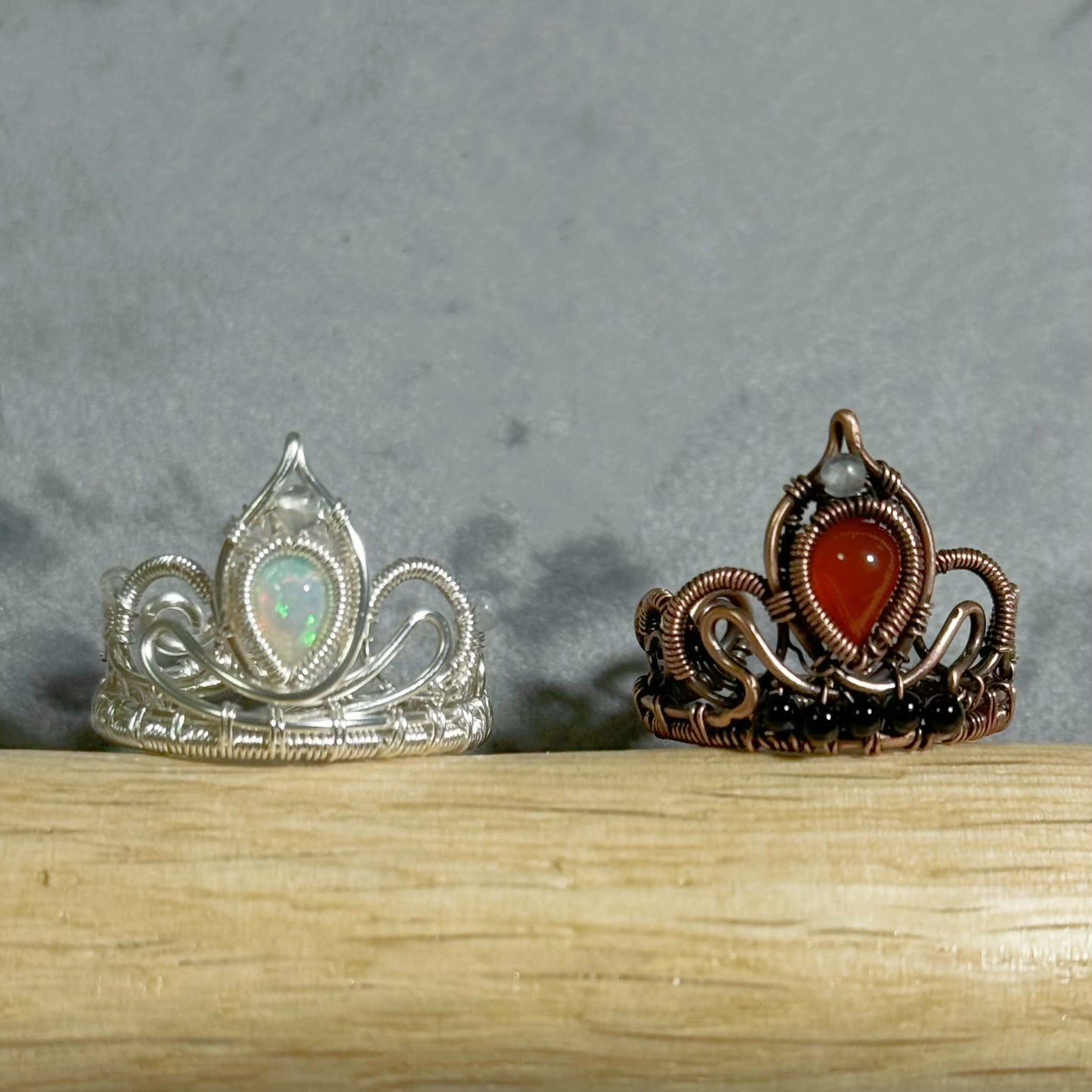 Handmade Mini Crown Ring (Open end adjust)- Wire Wrapped Jewelry