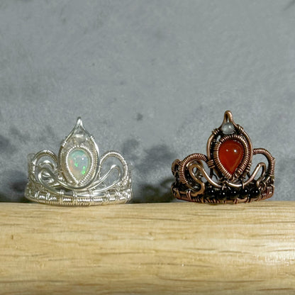 Handmade Mini Crown Ring (Open end adjust)- Wire Wrapped Jewelry