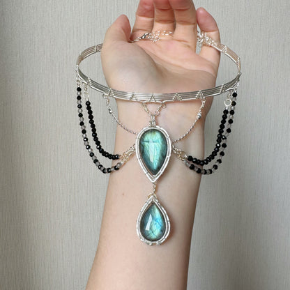 Handmade Blue Labradorite Choker - Wire Wrapped Jewelry