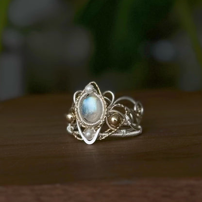 [Crown] Handmade Moonstone Ring - Wire Wrapped Jewelry