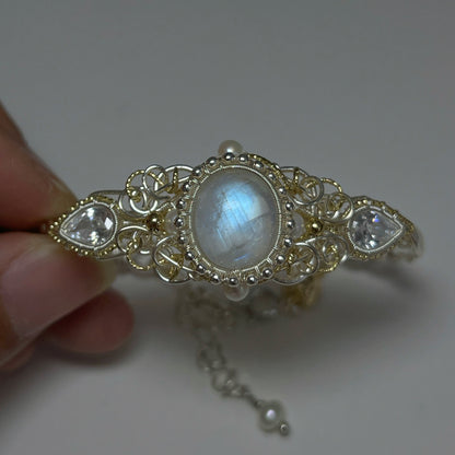 Handmade Moonstone Bracelet - Wire Wrapped Jewelry