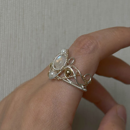 [Crown] Handmade Moonstone Ring - Wire Wrapped Jewelry