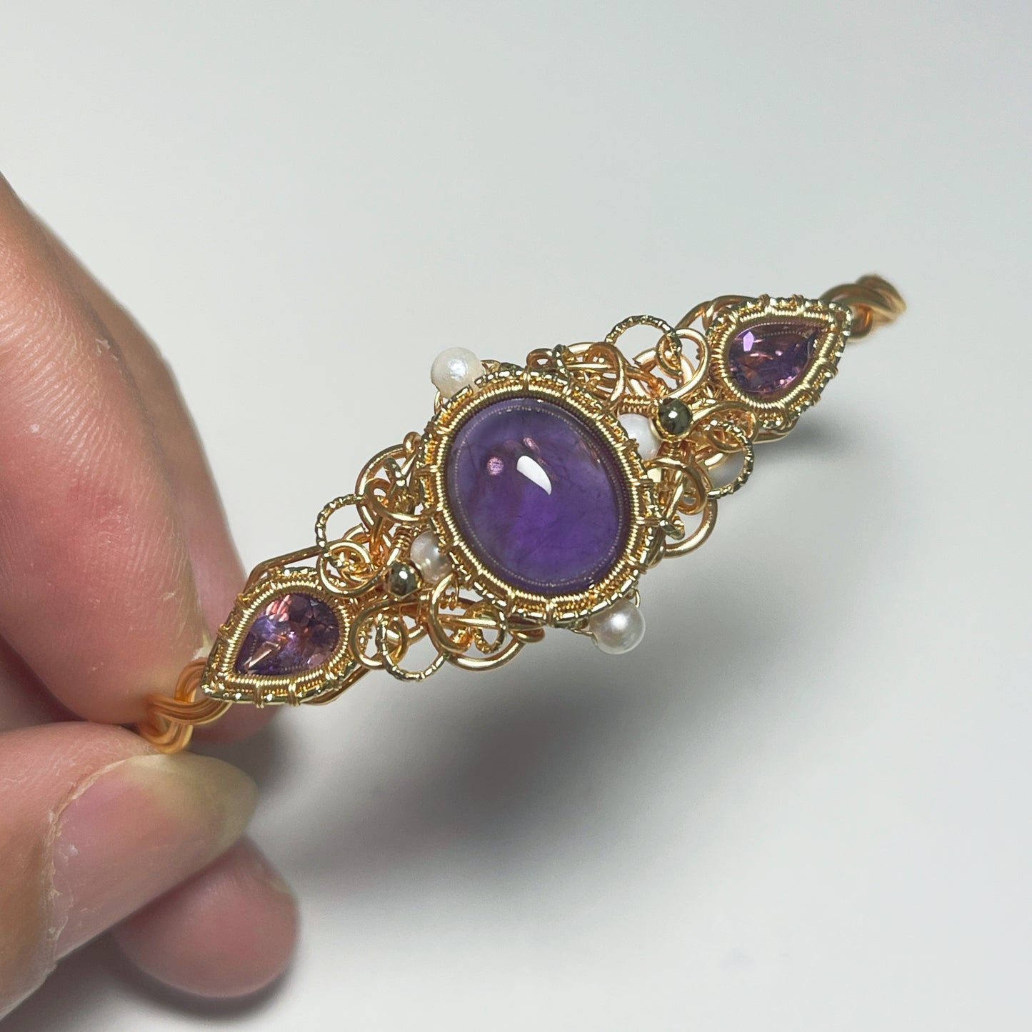 Handmade Amethyst Bracelet - Wire Wrapped Jewelry