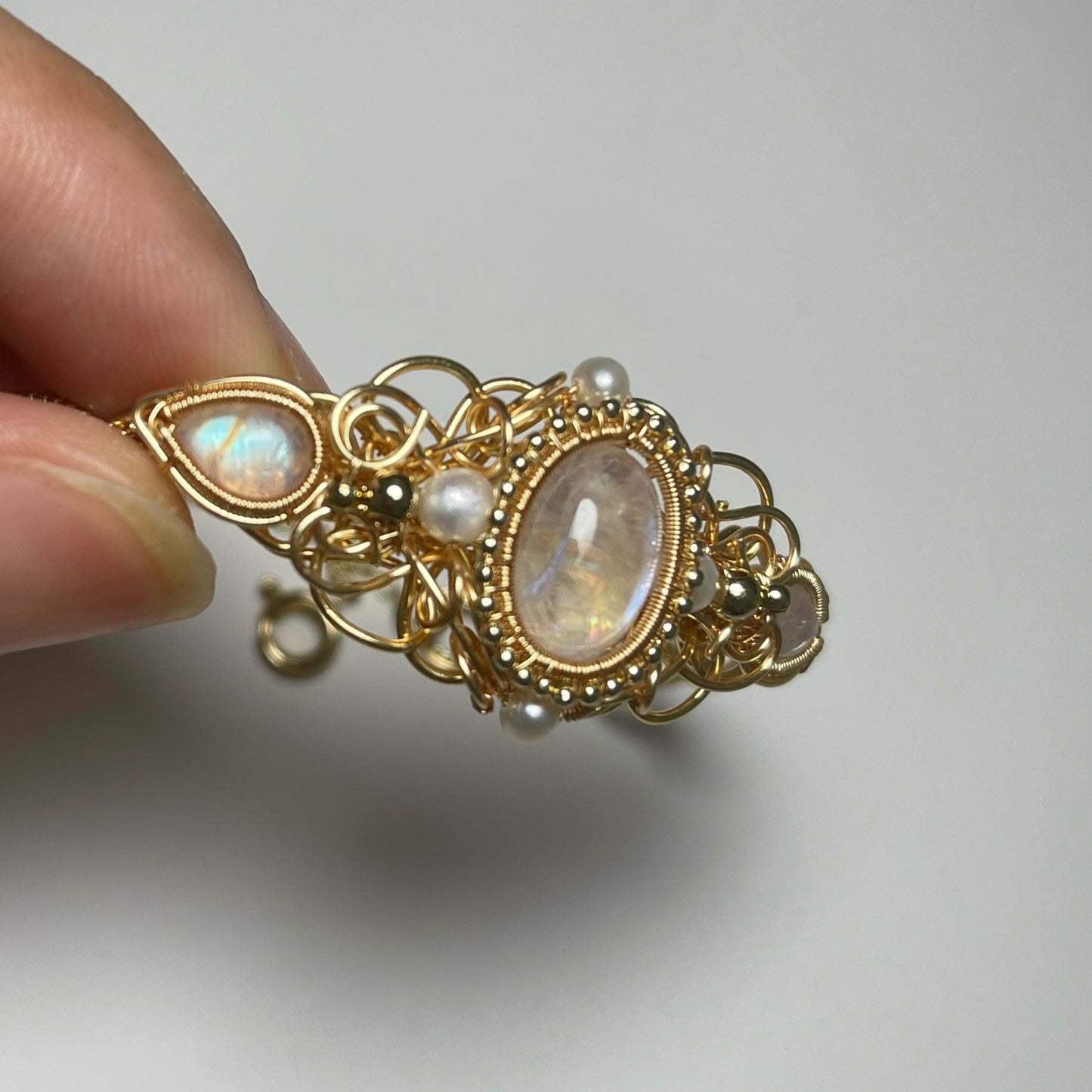 Handmade Moonstone Bracelet - Wire Wrapped Jewelry