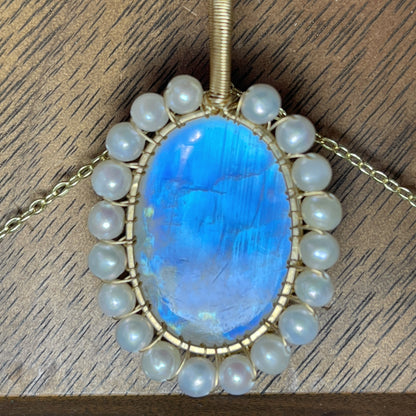 Handmade Moonstone Necklace - Wire Wrapped Jewelry