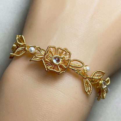 Handmade Flower Bracelet - Wire Wrapped Jewelry