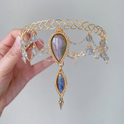Handmade Purple And Blue Labradorite Choker - Wire Wrapped Jewelry