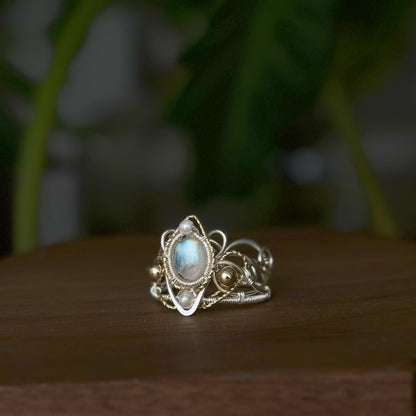 [Crown] Handmade Moonstone Ring - Wire Wrapped Jewelry