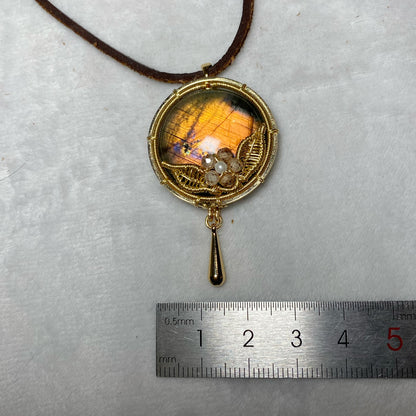 Handmade Orange Labradorite Necklace - Wire Wrapped Jewelry