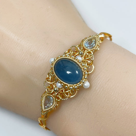 Handmade Aquamarine Bracelet - Wire Wrapped Jewelry