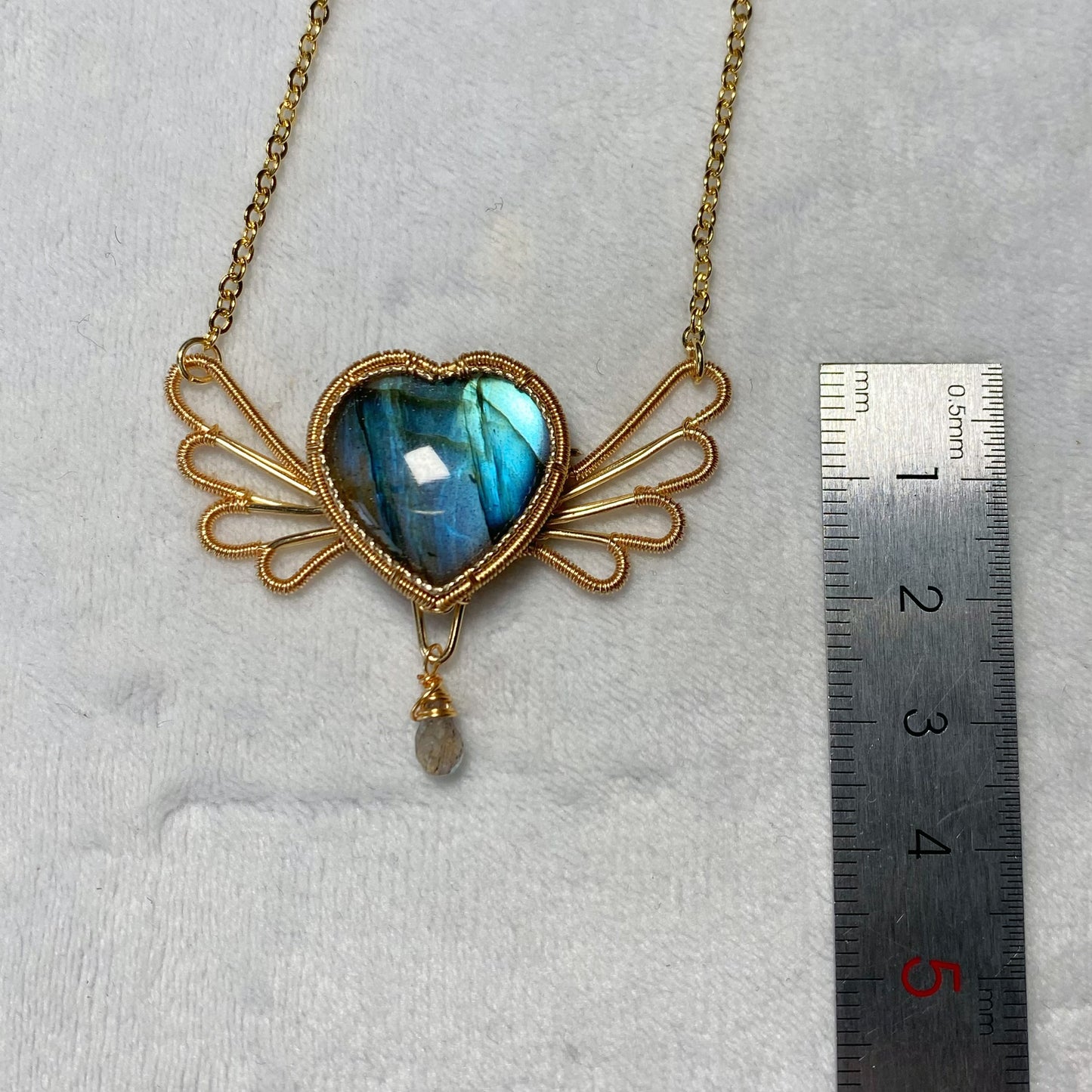 Handmade Heart Labradorite Necklace - Wire Wrapped Jewelry