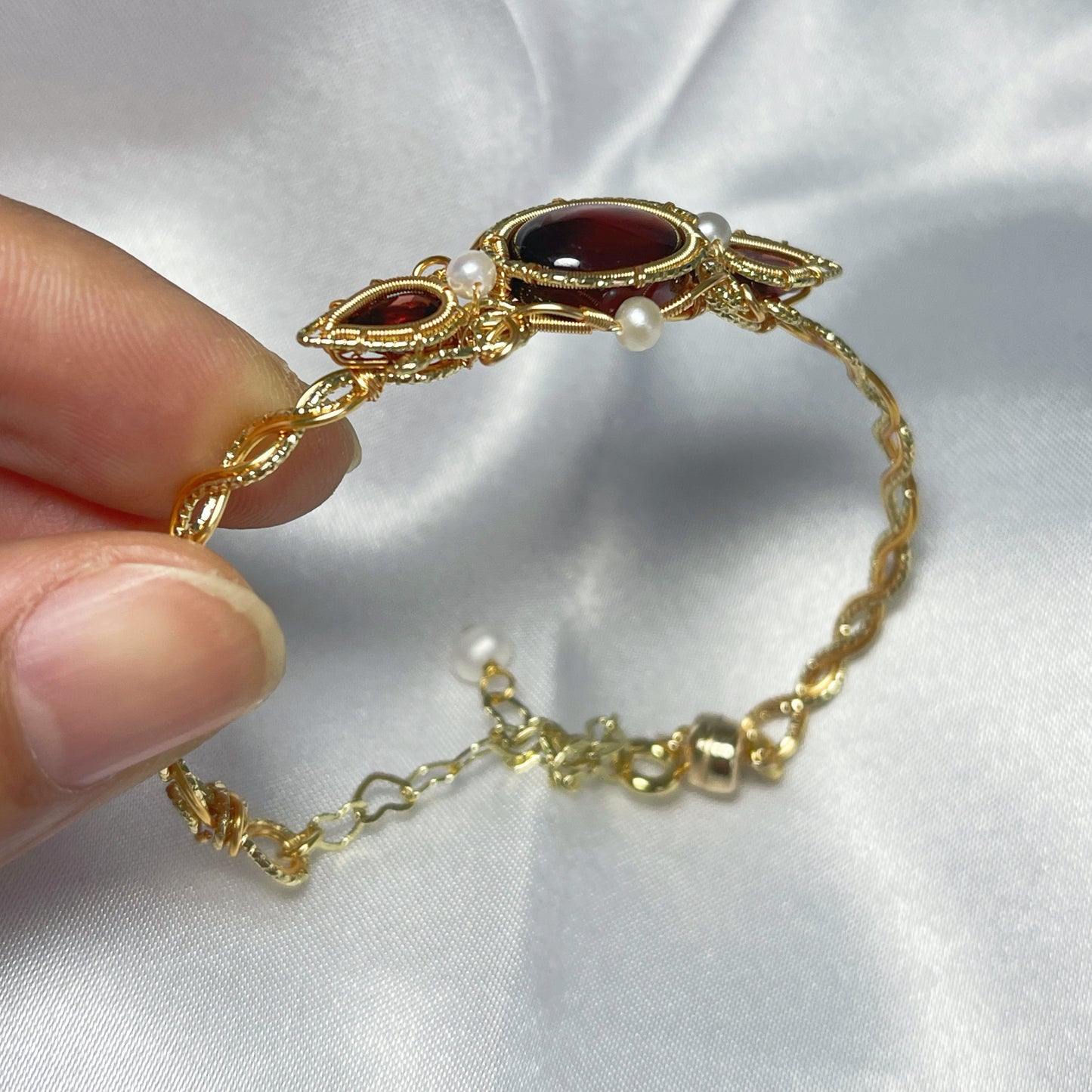 Handmade Garnet Bracelet - Wire Wrapped Jewelry