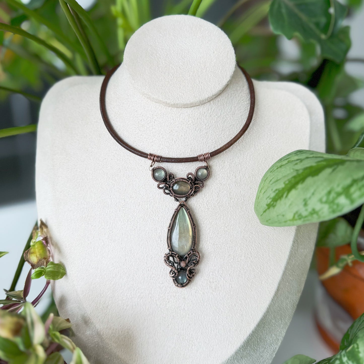 Handmade Labradorite Necklace - Wire Wrapped Jewelry