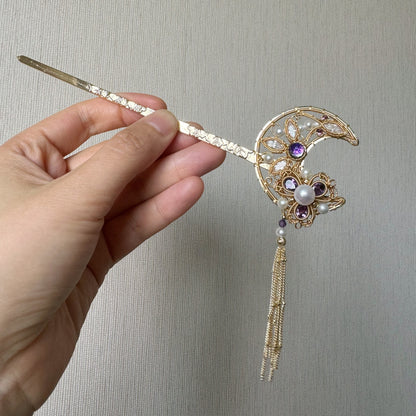 Handmade Moon-shaped Hairpin - Wire Wrapped Jewelry