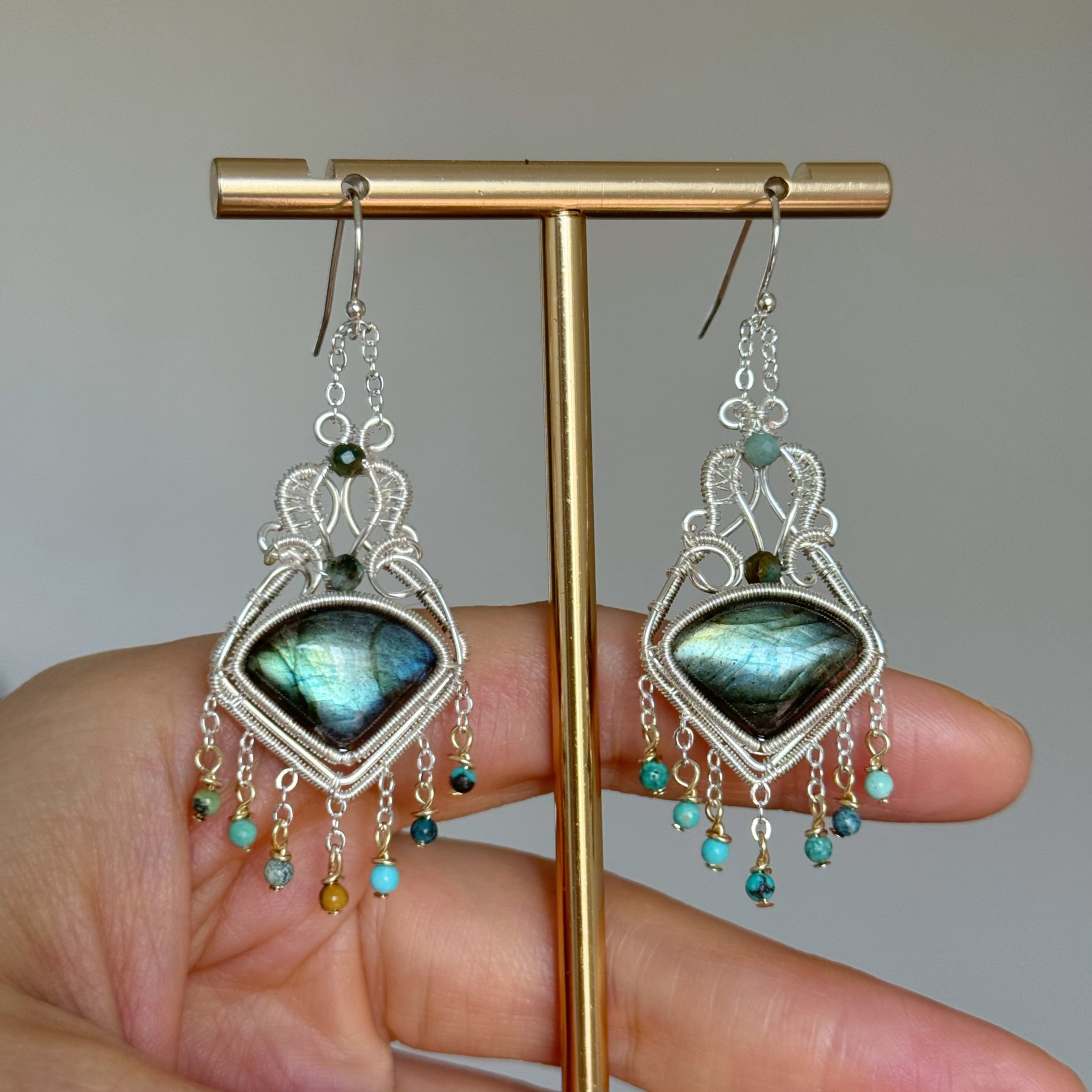 2024 Labradorite Earrings 925 Sterling Silver