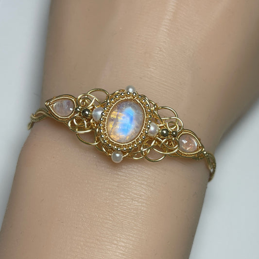 Handmade Moonstone Bracelet - Wire Wrapped Jewelry