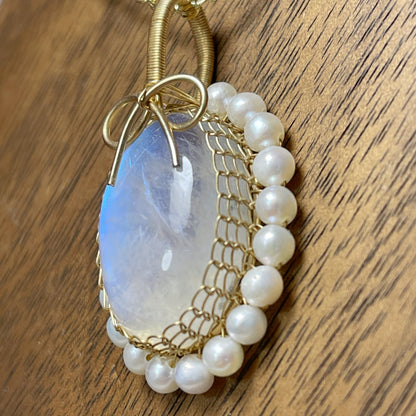 Handmade Moonstone Necklace - Wire Wrapped Jewelry