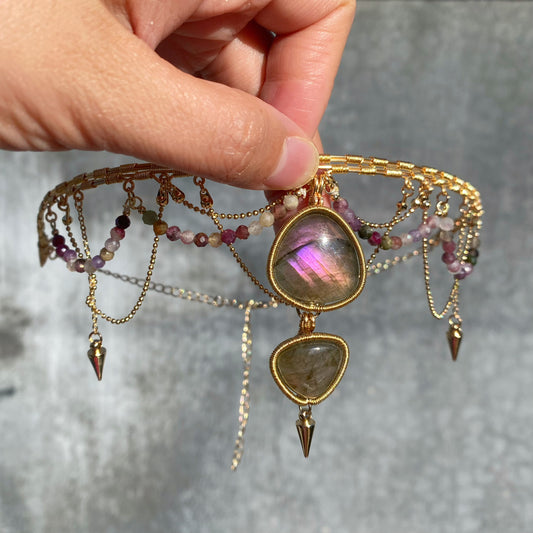 Handmade Purple Labradorite Choker - Wire Wrapped Jewelry