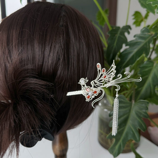 Handmade Phoenix Hairpin - Wire Wrapped Jewelry