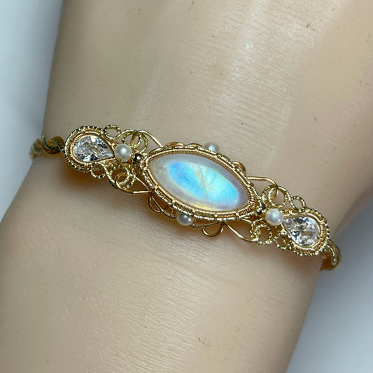 Handmade Moonstone Bracelet - Wire Wrapped Jewelry